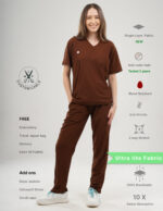 Customizable MOCHA BROWN - Ultra Lite Fabric / V Neck / Straight Pant / 2 way Stretch(FemaleFullset) MKZ92