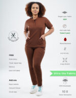 Customizable MOCHA BROWN - Ultra Lite Fabric / Mandarin / Straight Pant / 2 way Stretch(FemaleFullset) MKZ96