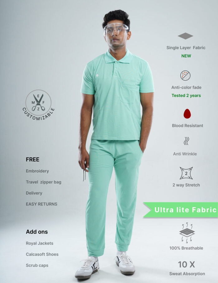 Customizable FROSTED MINT - Ultra Lite Fabric / Polo Collar / Jogger Pant / 2 way Stretch(MaleFullset) MKZ250 - Image 1