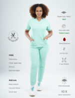 Customizable FROSTED MINT - Ultra Lite Fabric / V Neck / Jogger Pant / 2 way Stretch(FemaleFullset) MKZ115