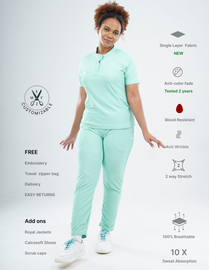 Customizable FROSTED MINT - Ultra Lite Fabric / Mandarin / Straight Pant / 2 way Stretch(FemaleFullset) MKZ120 - Image 1