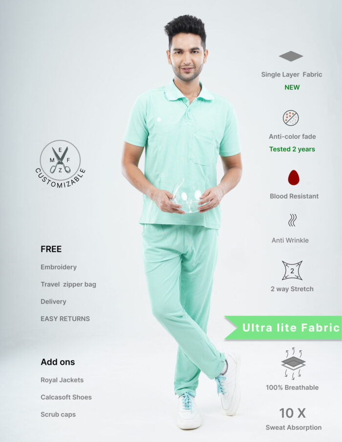 Customizable FROSTED MINT - Ultra Lite Fabric / Polo Collar / Straight Pant / 2 way Stretch(MaleFullset) MKZ251 - Image 1