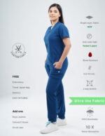 Customizable COSMIC BLUE - Ultra Lite Fabric / V Neck / Jogger Pant / 2 way Stretch(FemaleFullset) MKZ55