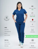 Customizable COSMIC BLUE - Ultra Lite Fabric / V Neck / Straight Pant / 2 way Stretch(FemaleFullset) MKZ56