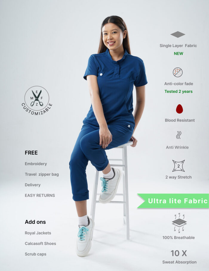 Customizable COSMIC BLUE - Ultra Lite Fabric / Mandarin / Jogger Pant / 2 way Stretch(FemaleFullset) MKZ59 - Image 1