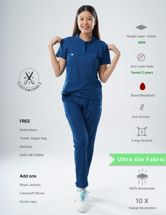 Customizable COSMIC BLUE - Ultra Lite Fabric / Mandarin / Straight Pant / 2 way Stretch(FemaleFullset) MKZ60 - Image 1