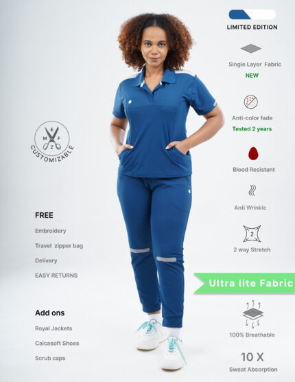 Customizable COSMIC BLUE LIMITED EDITION - Ultra Lite Fabric / Polo Collar / Jogger Pant / 2 way Stretch(FemaleFullset) MKZ65