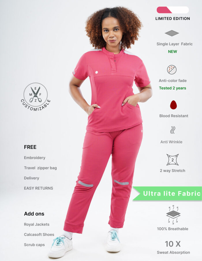 Customizable MELANGE PINK LIMITED EDITION - Ultra Lite Fabric / Mandarin / Jogger Pant / 2 way Stretch(FemaleFullset) MKZ85 - Image 1