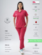 Customizable MELANGE PINK LIMITED EDITION - Ultra Lite Fabric / Polo Collar / Straight Pant / 2 way Stretch(FemaleFullset) MKZ90