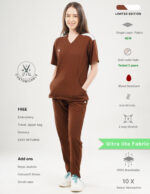 Customizable MOCHA BROWN LIMITED EDITION - Ultra Lite Fabric / V Neck / Jogger Pant / 2 way Stretch(FemaleFullset) MKZ93