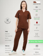 Customizable MOCHA BROWN LIMITED EDITION - Ultra Lite Fabric / V Neck / Straight Pant / 2 way Stretch(FemaleFullset) MKZ94