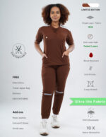 Customizable MOCHA BROWN LIMITED EDITION - Ultra Lite Fabric / Mandarin / Jogger Pant / 2 way Stretch(FemaleFullset) MKZ97