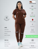 Customizable MOCHA BROWN LIMITED EDITION - Ultra Lite Fabric / Polo Collar / Jogger Pant / 2 way Stretch(FemaleFullset) MKZ101
