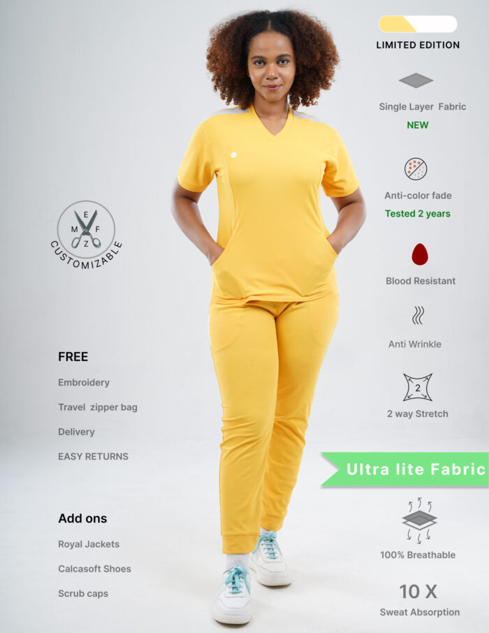 Customizable YEL LOVE LIMITED EDITION - Ultra Lite Fabric / V Neck / Jogger Pant / 2 way Stretch(FemaleFullset) MKZ105 - Image 1