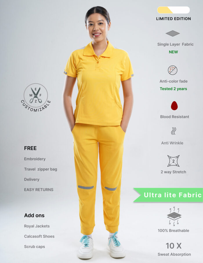 Customizable YEL LOVE LIMITED EDITION - Ultra Lite Fabric / Polo Collar / Jogger Pant / 2 way Stretch(FemaleFullset) MKZ113 - Image 1
