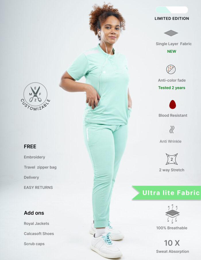 Customizable FROSTED MINT LIMITED EDITION - Ultra Lite Fabric / Mandarin / Jogger Pant / 2 way Stretch(FemaleFullset) MKZ121 - Image 1