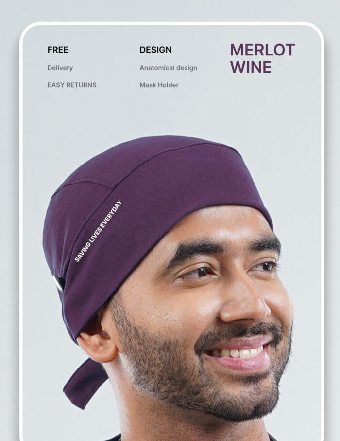 MERLOT WINE SCRUB CAP  - M Lite Fabric MKZ270 - Image 1